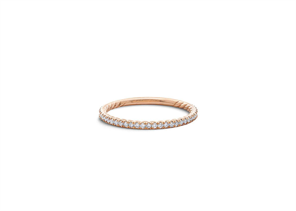 Rose Gold Plated CZ Studded Ladies Twisted Band Ring